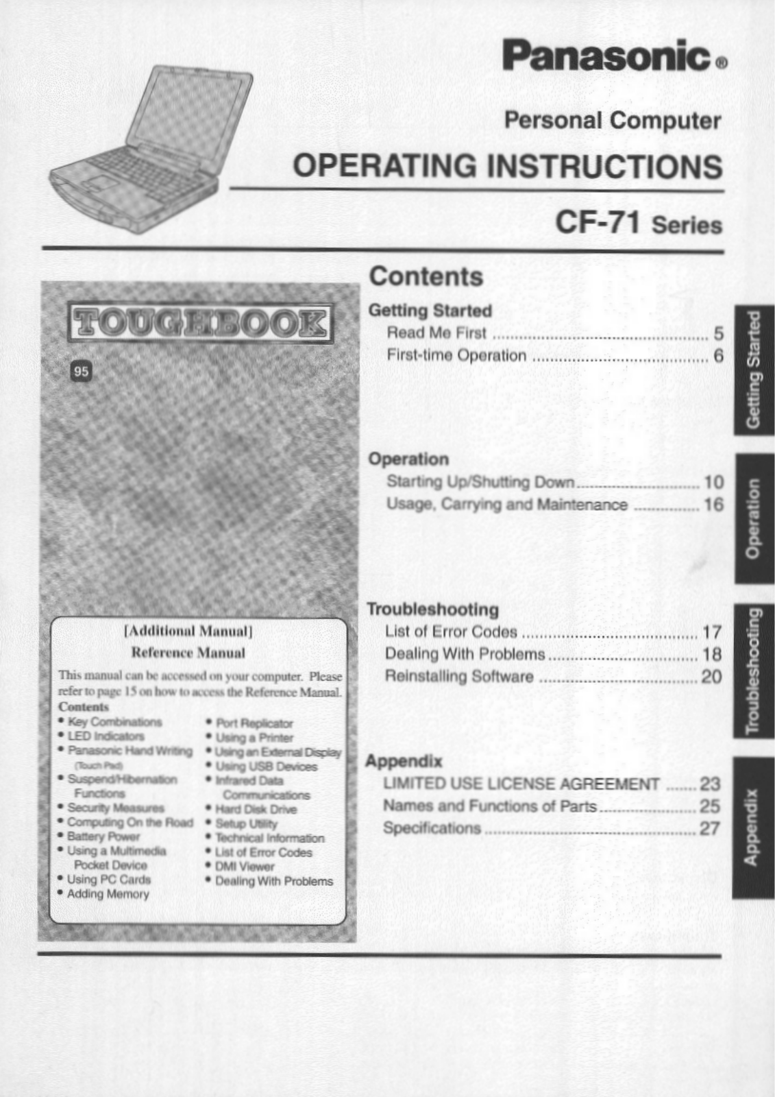 Panasonic CF-71DJ48AAM User Manual