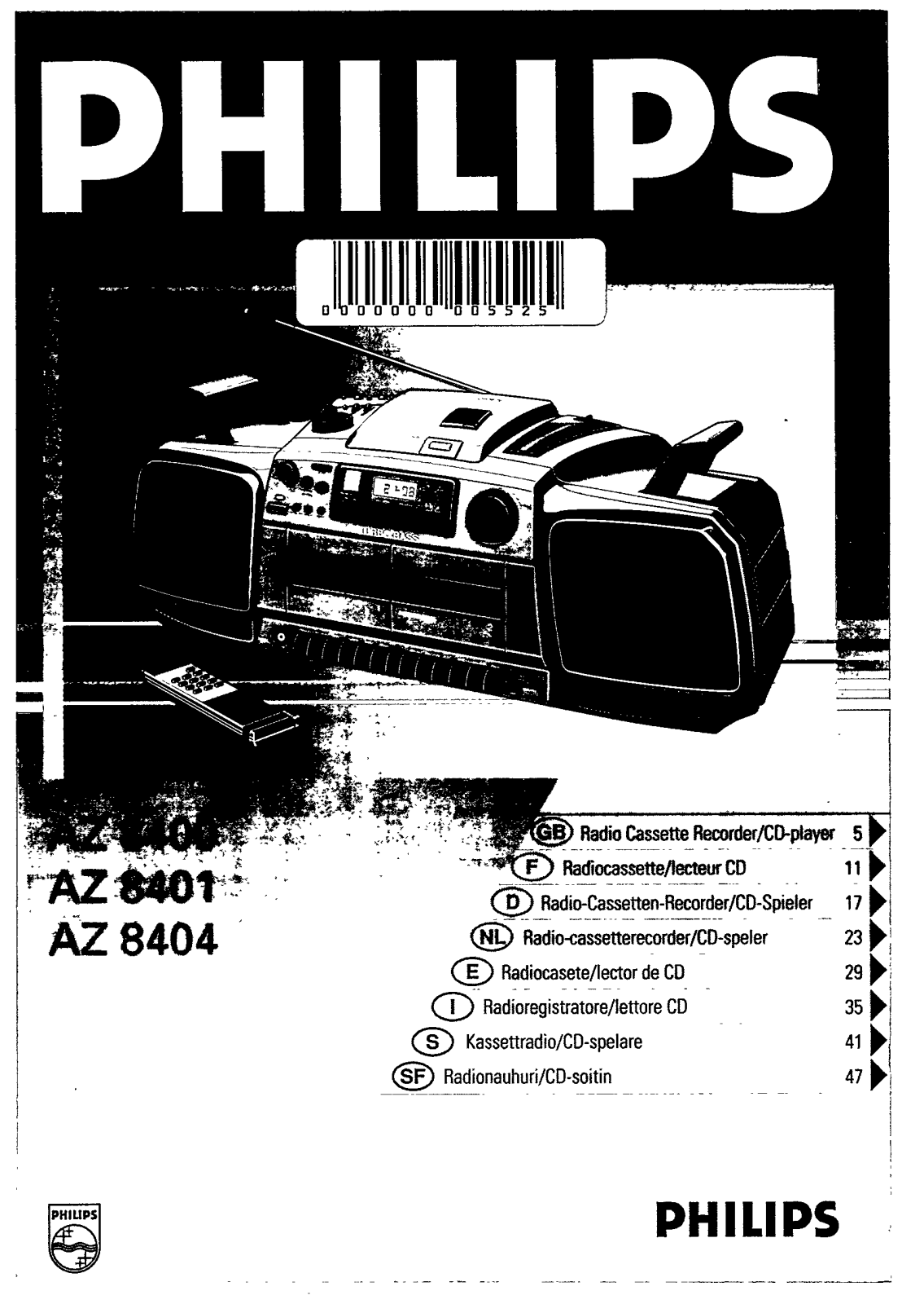 Philips AZ8404/25, AZ8404/05, AZ8404/00, AZ8404/20, AZ8404 User Manual