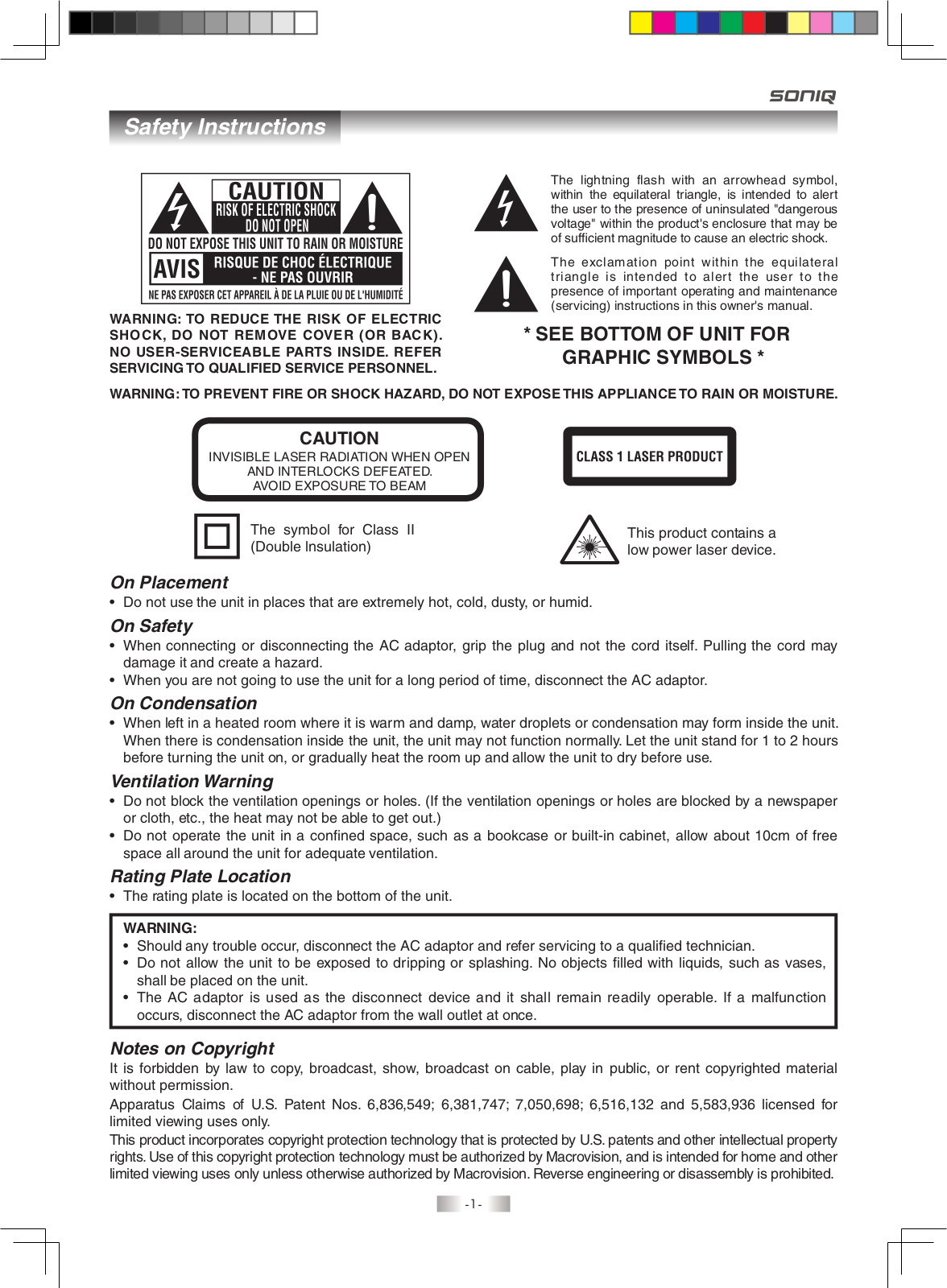 SONIQ QMD71B User Manual