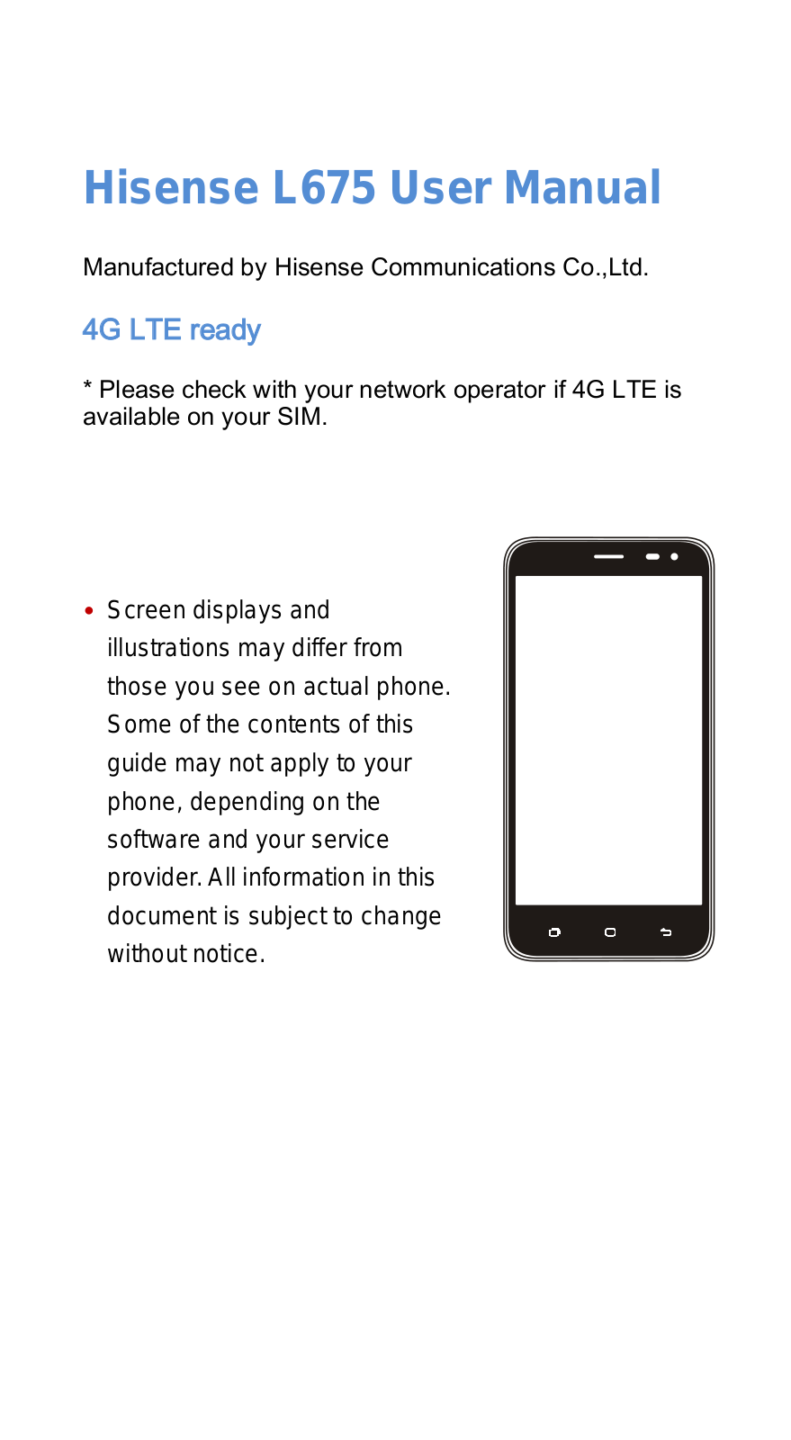 Hisense L675 User Manual