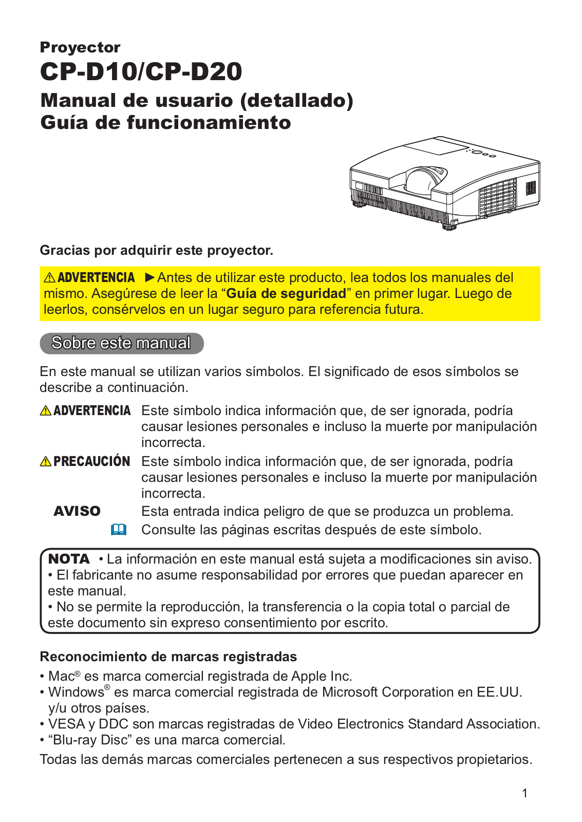 Hitachi CP-D20 User Manual