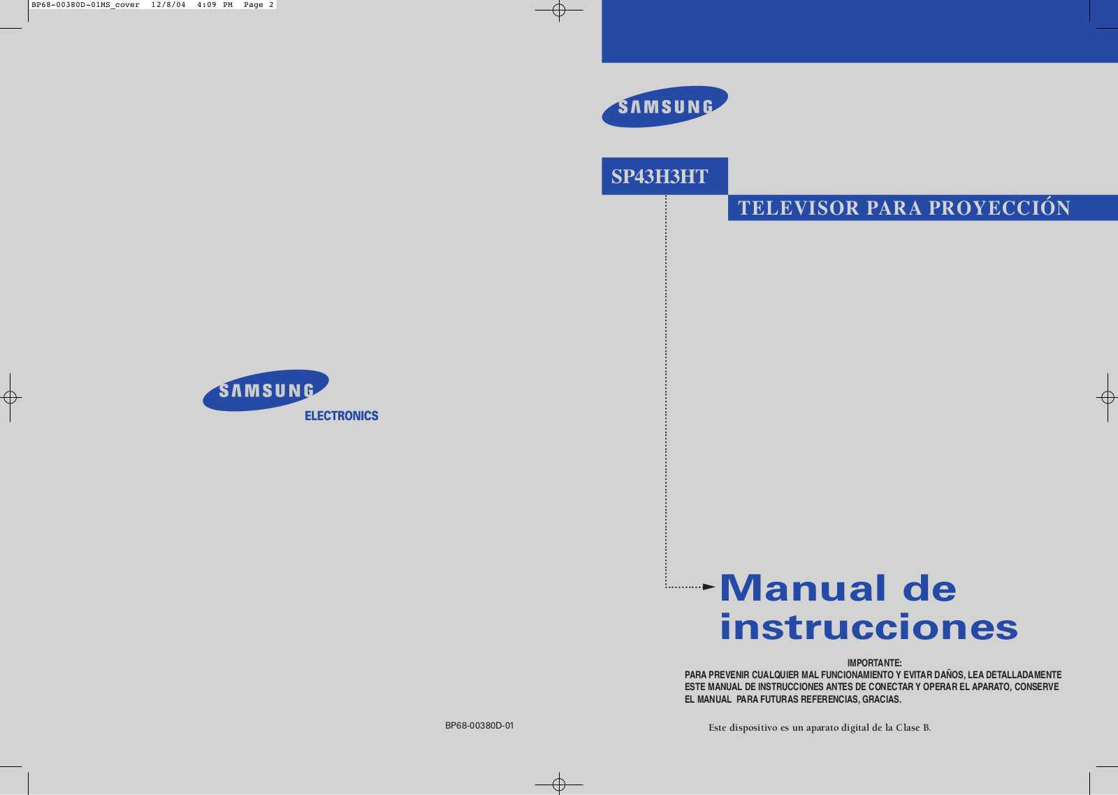 Samsung SP-43H3HT User Manual