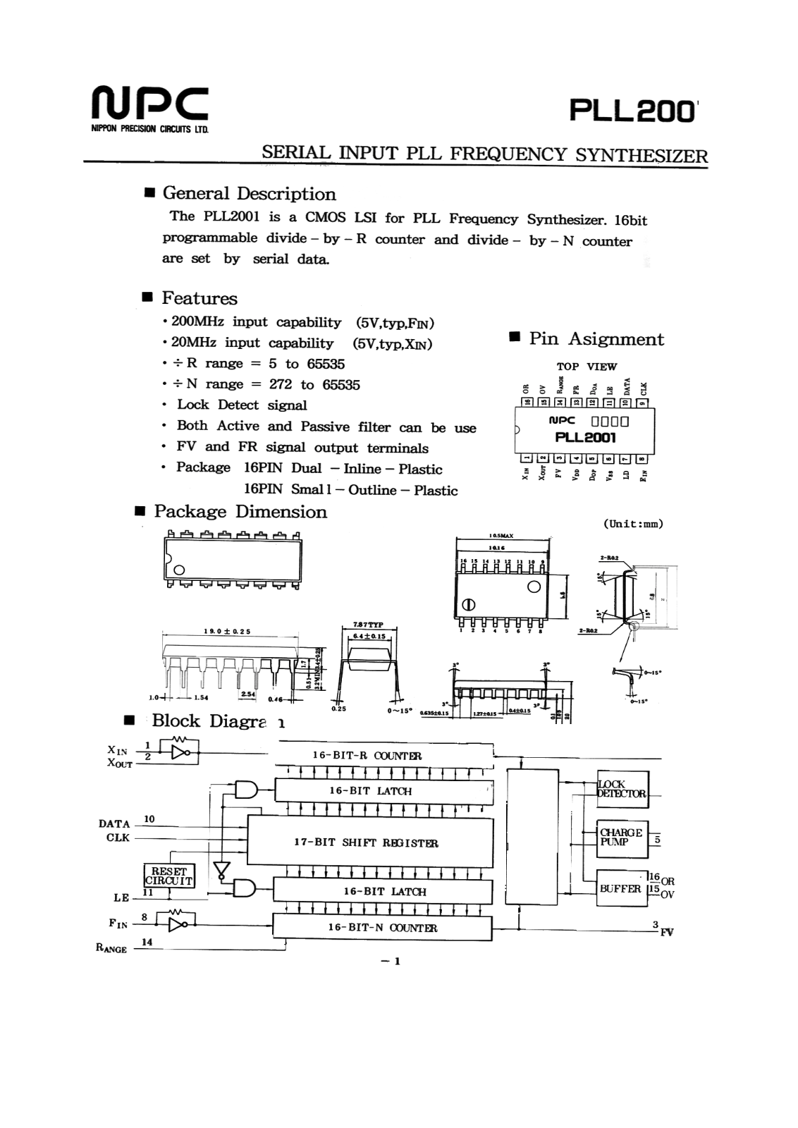 NPC PLL2001 Datasheet