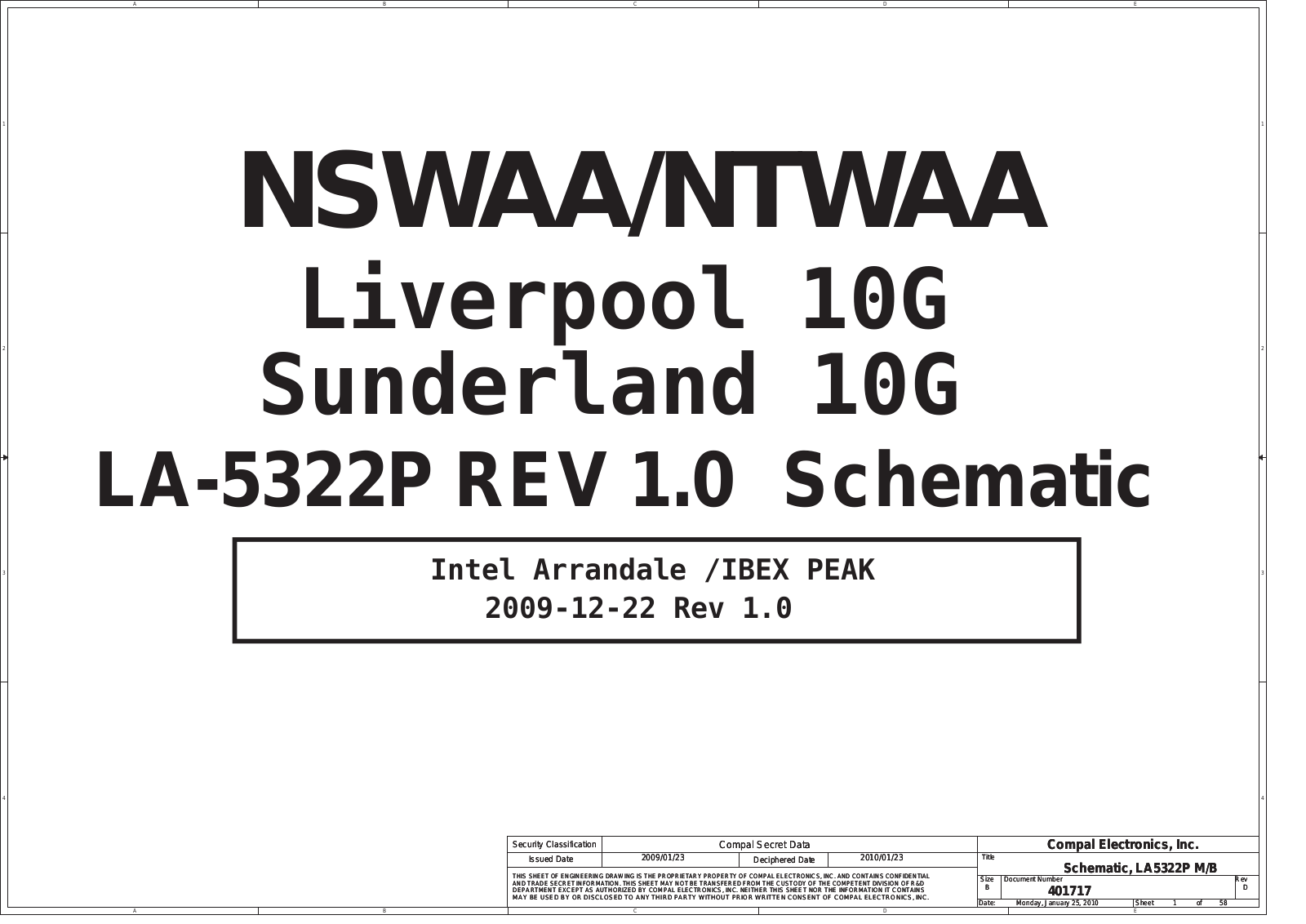 Compal LA-5322P NSWAA, Satellite L500, Satellite L505, Satellite L550, LA-5322P NTWAA 10G Schematic
