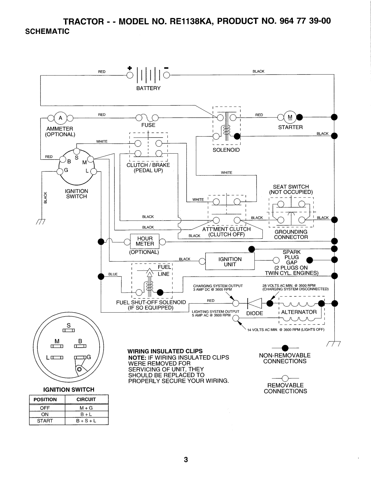 AYP RE1138KA Parts List