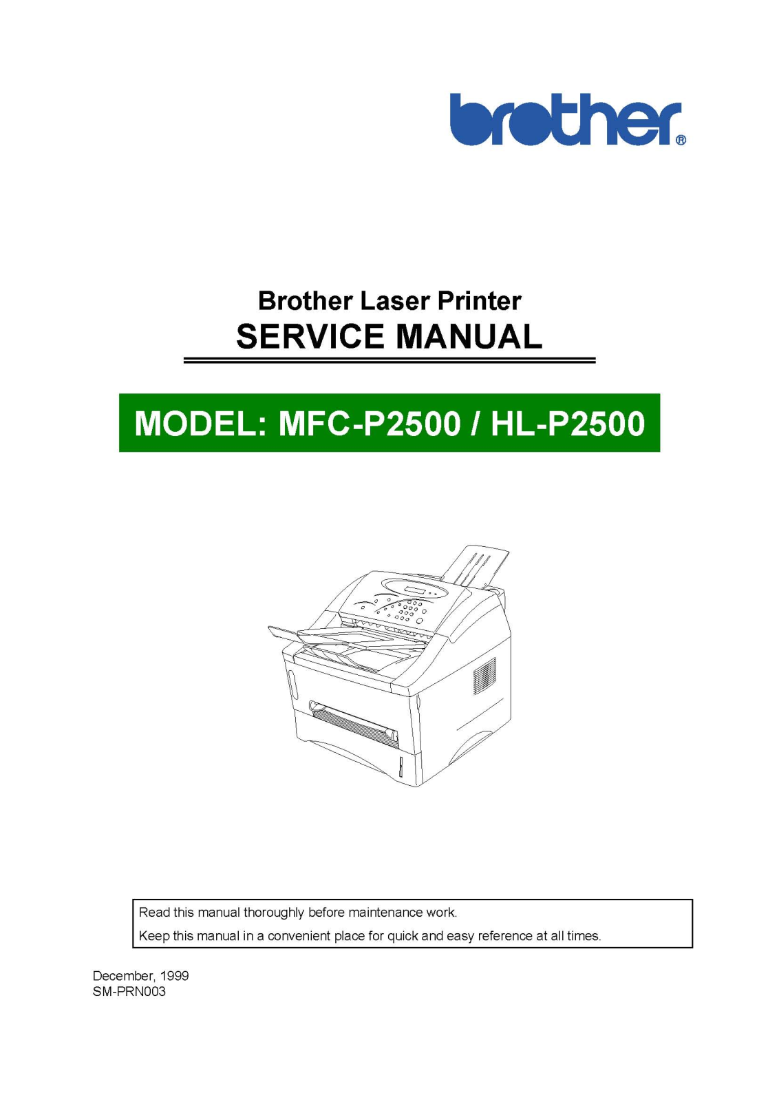 Brother MFC-P2500, HL-P2500 Service Manual