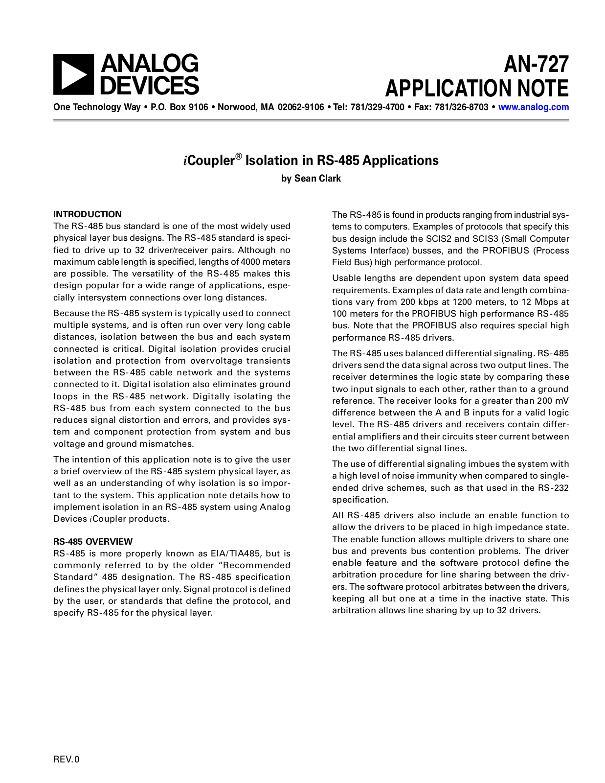 Analog Devices AN727 Application Notes