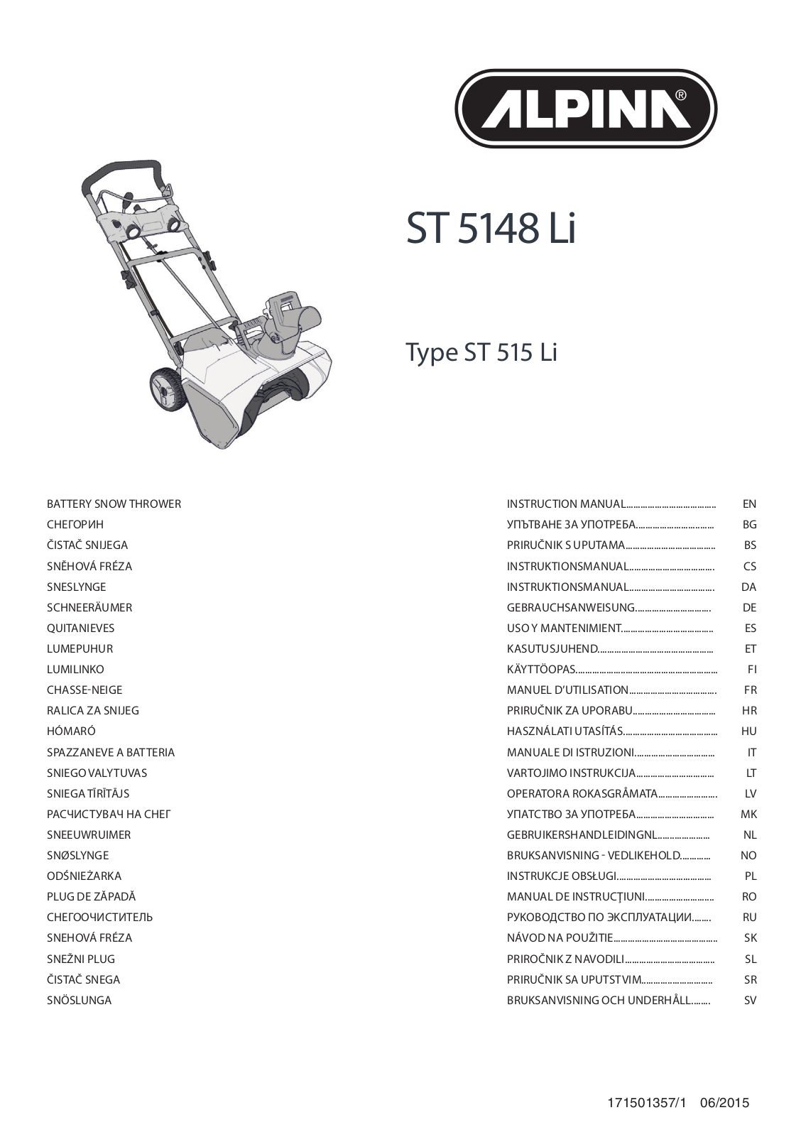 ALPINA ST 5148 Li INSTRUCTION MANUAL