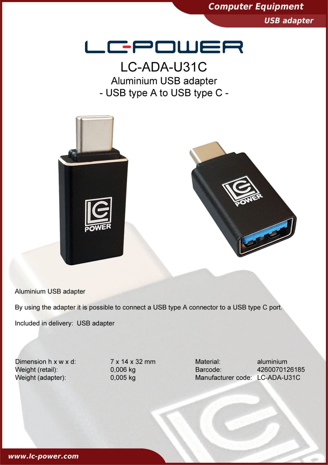 LC-Power LC-ADA-U31C User Manual