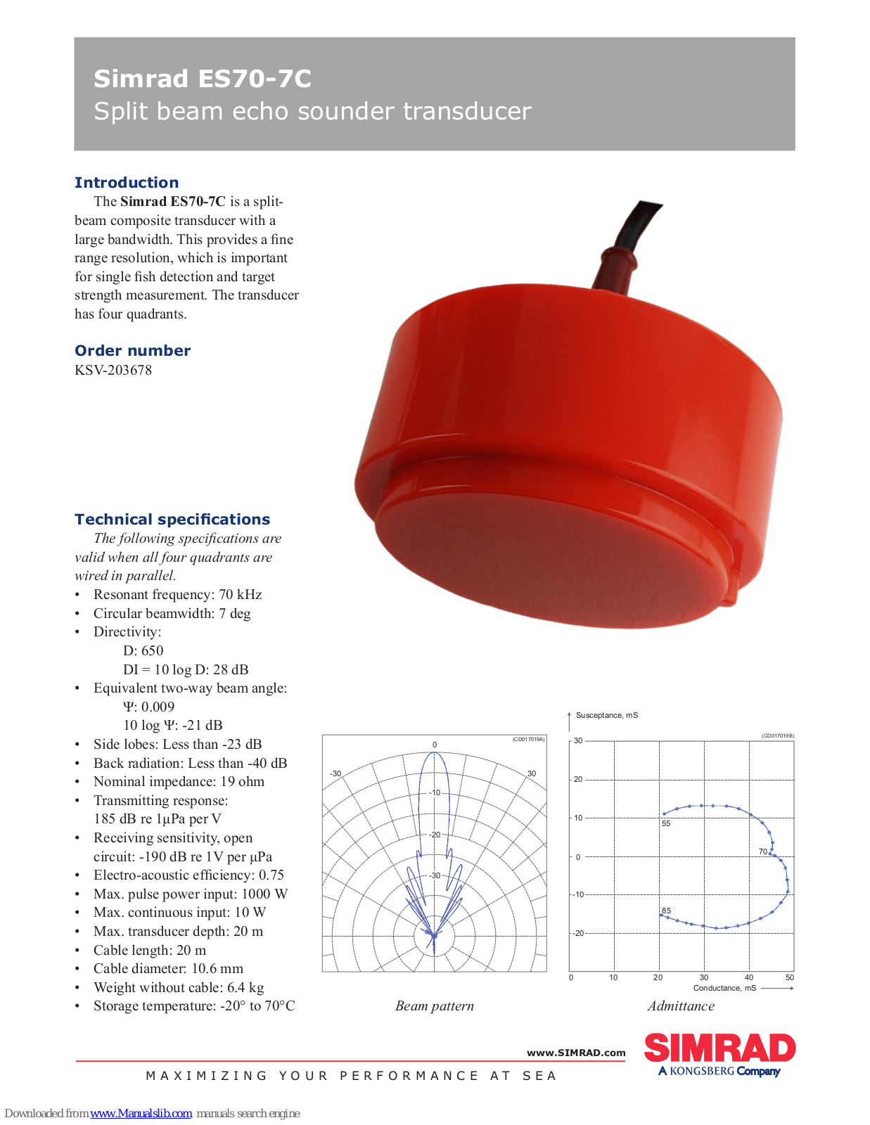 Simrad ES70-7C - DATASHEET REV C Datasheet