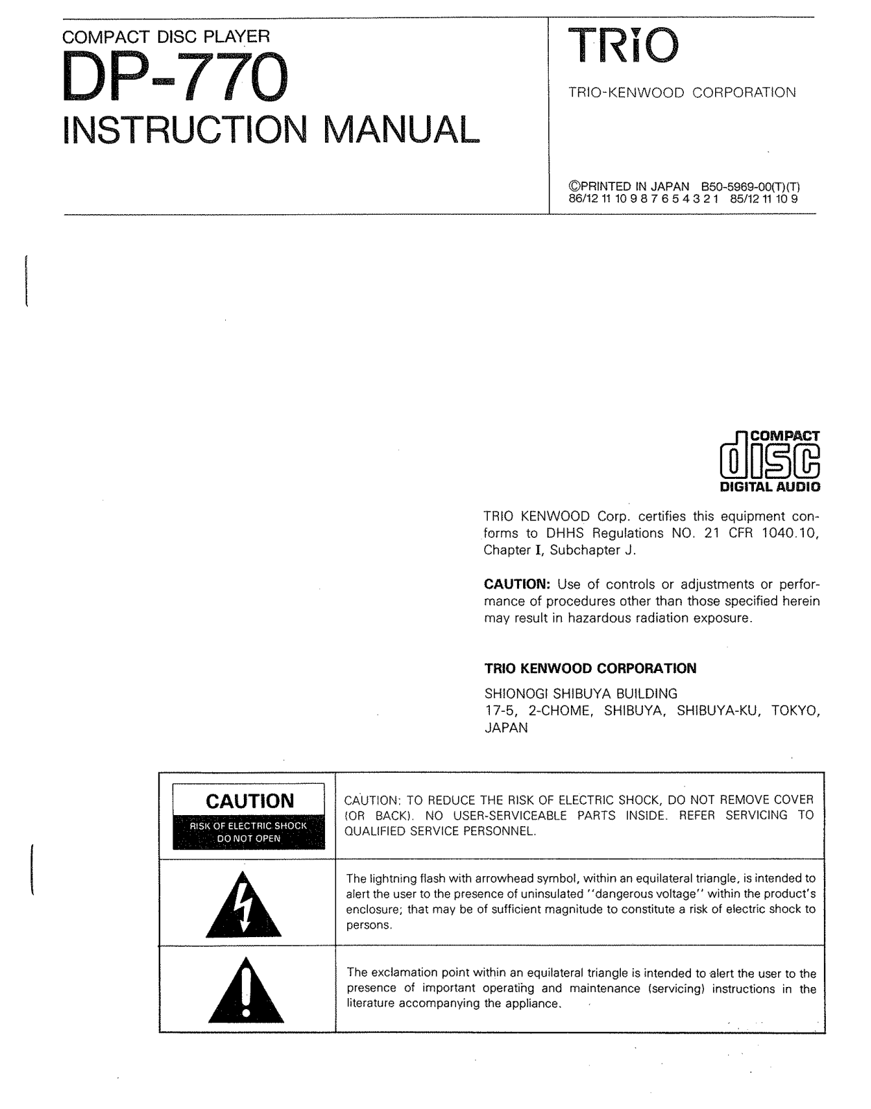 Kenwood DP-770 User Manual