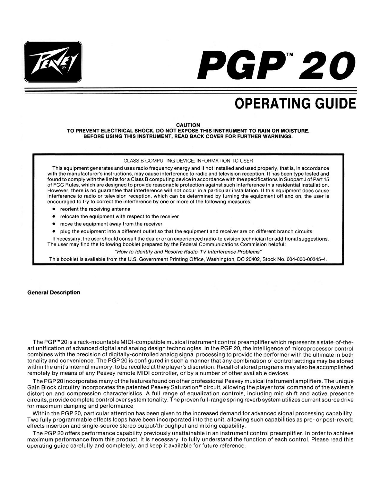 Peavey 646-063 User Manual