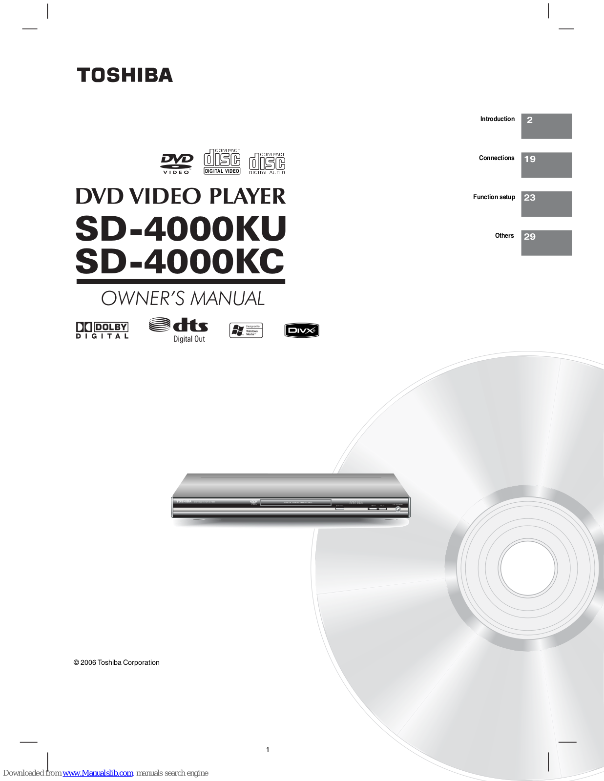 Toshiba SD-4000KU2, SD-40KU, SD-40KD, SD-4000KC Owner's Manual