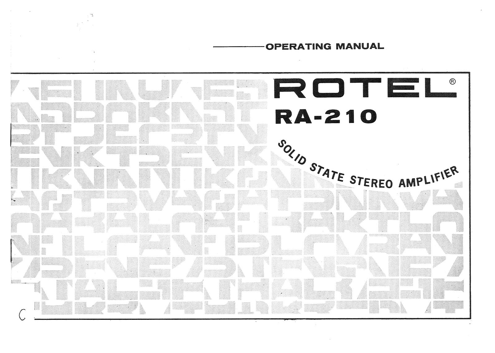 Rotel RA-210 User Manual