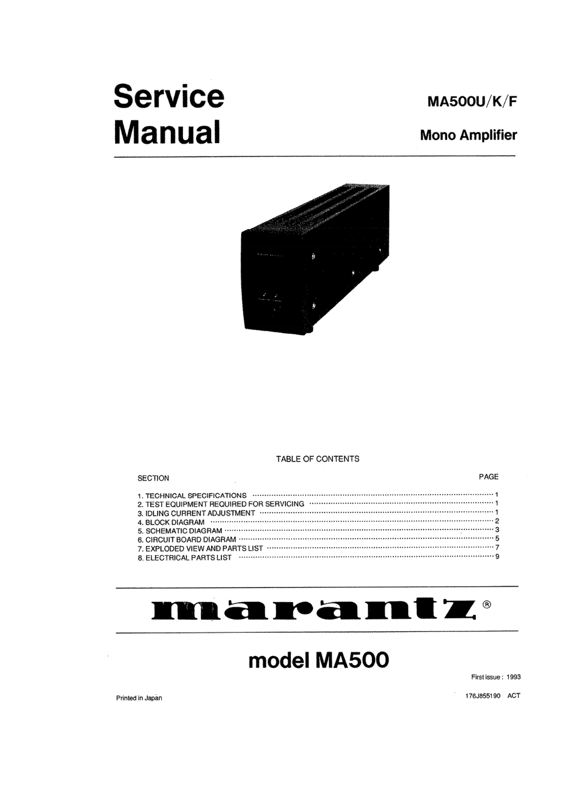 Marantz MA-500U-K-F Owners Manual