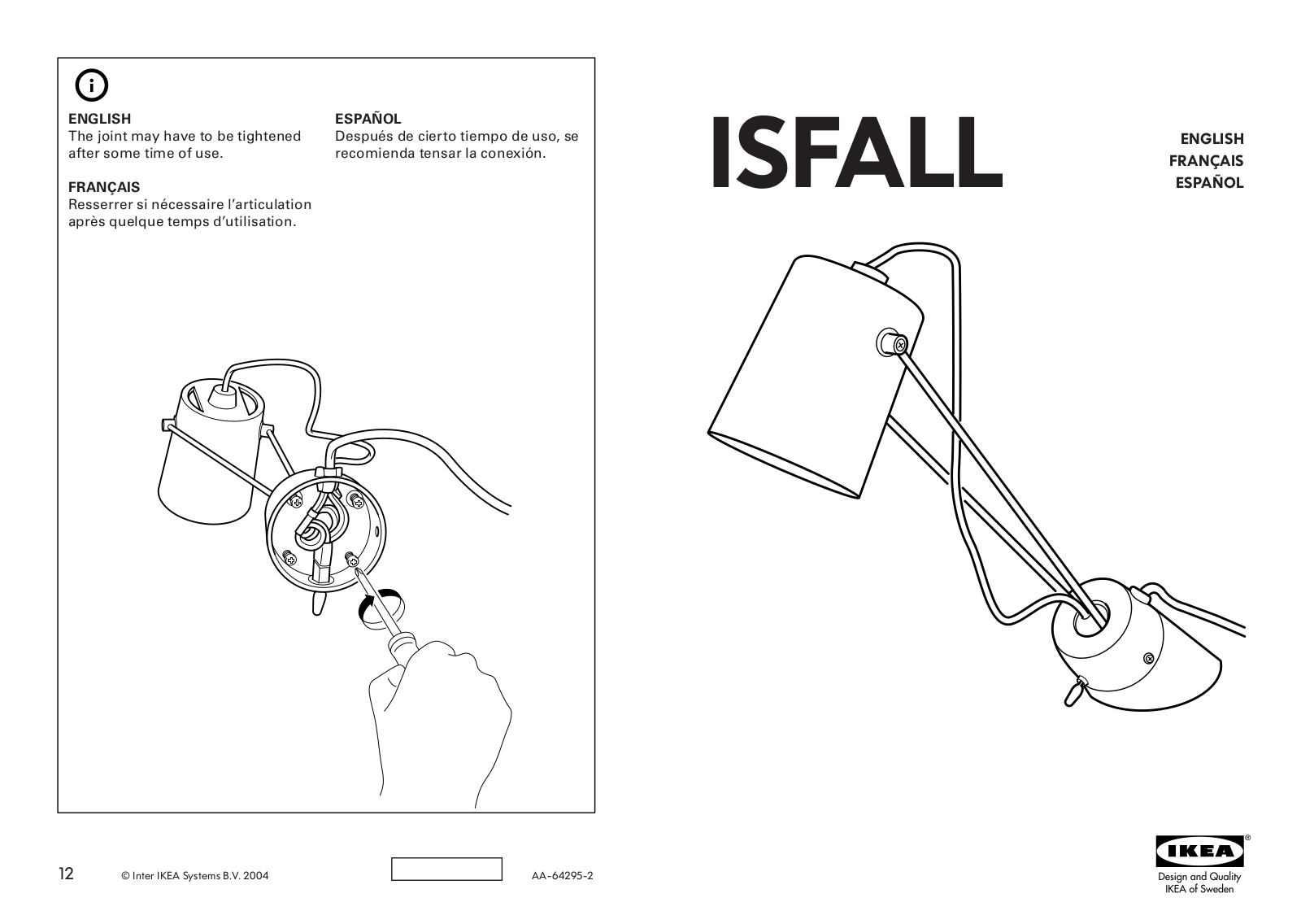IKEA ISFALL MULTI-PURPOSE LIGHT Assembly Instruction