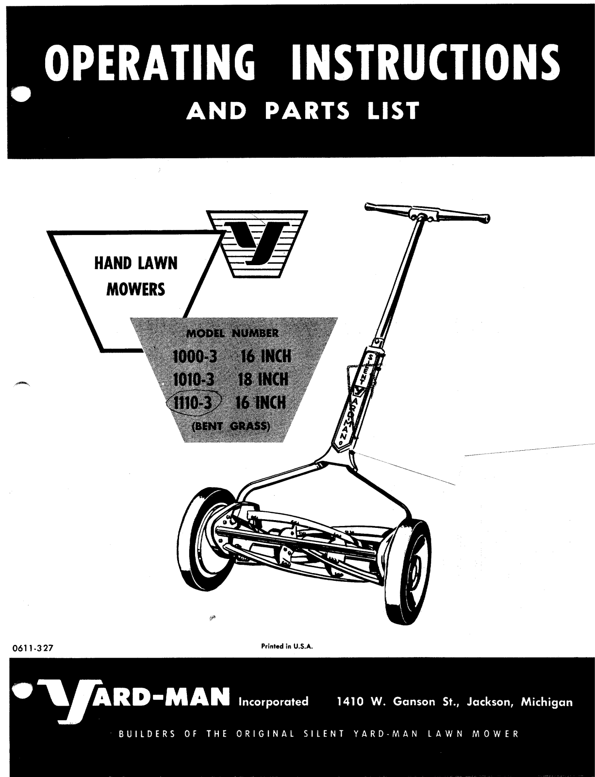 Mtd 1000-3, 1010-3, 1110-3 operating Manual