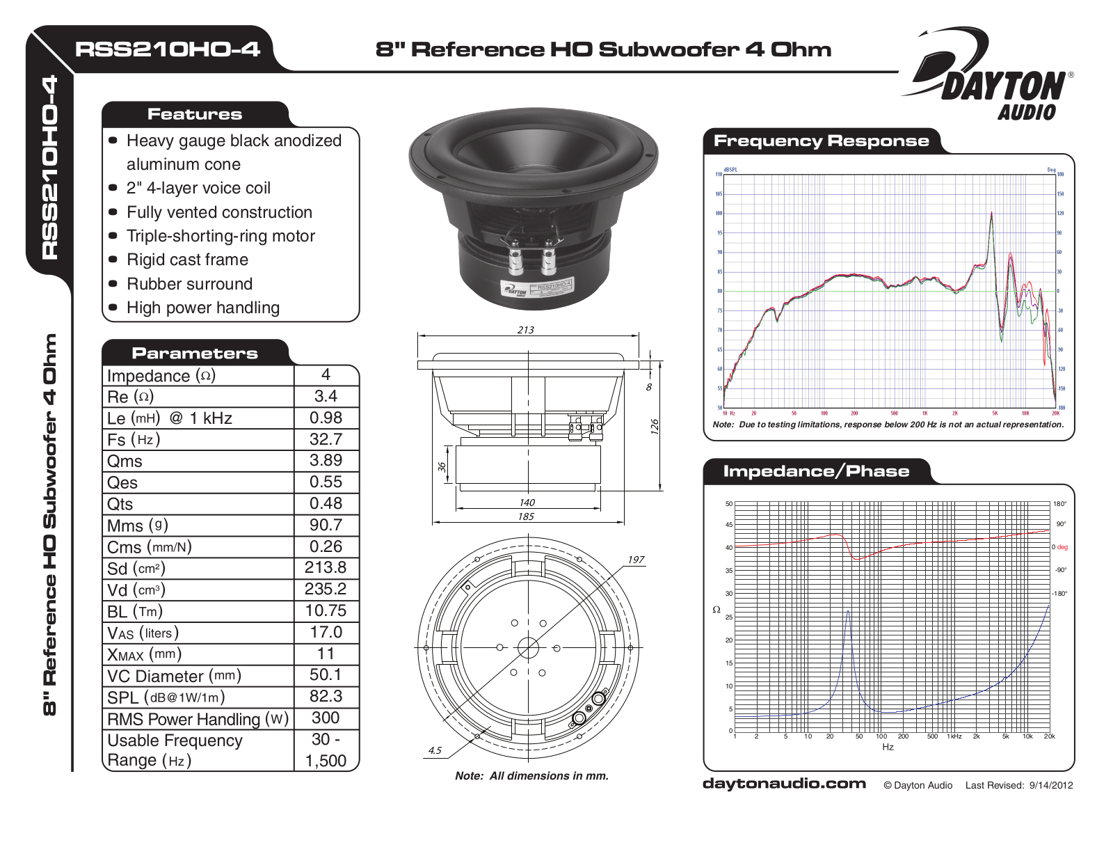 Dayton RSS210HO-4 User Manual