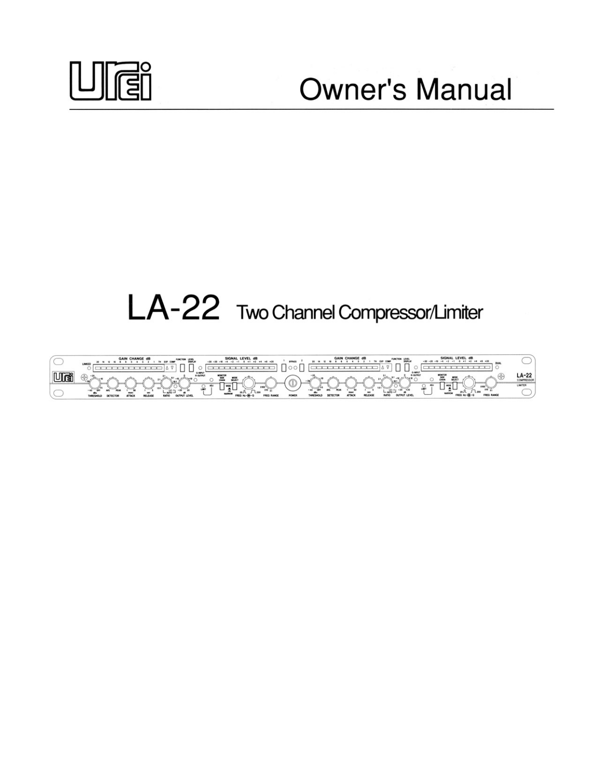 Urei LA-22 User Manual