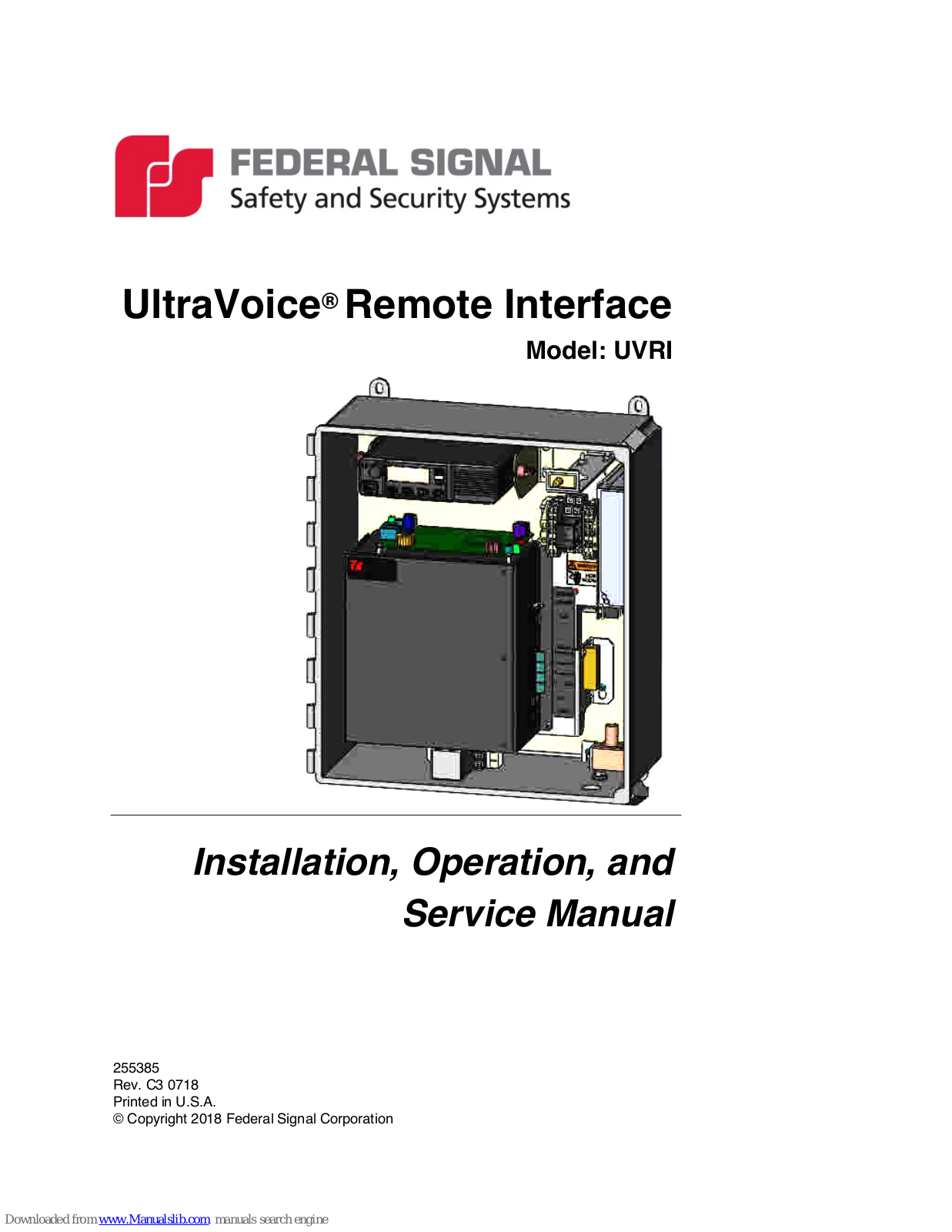 Federal Signal Corporation UltraVoice Remote Interface, UVRI Installation, Operation And Service Manual