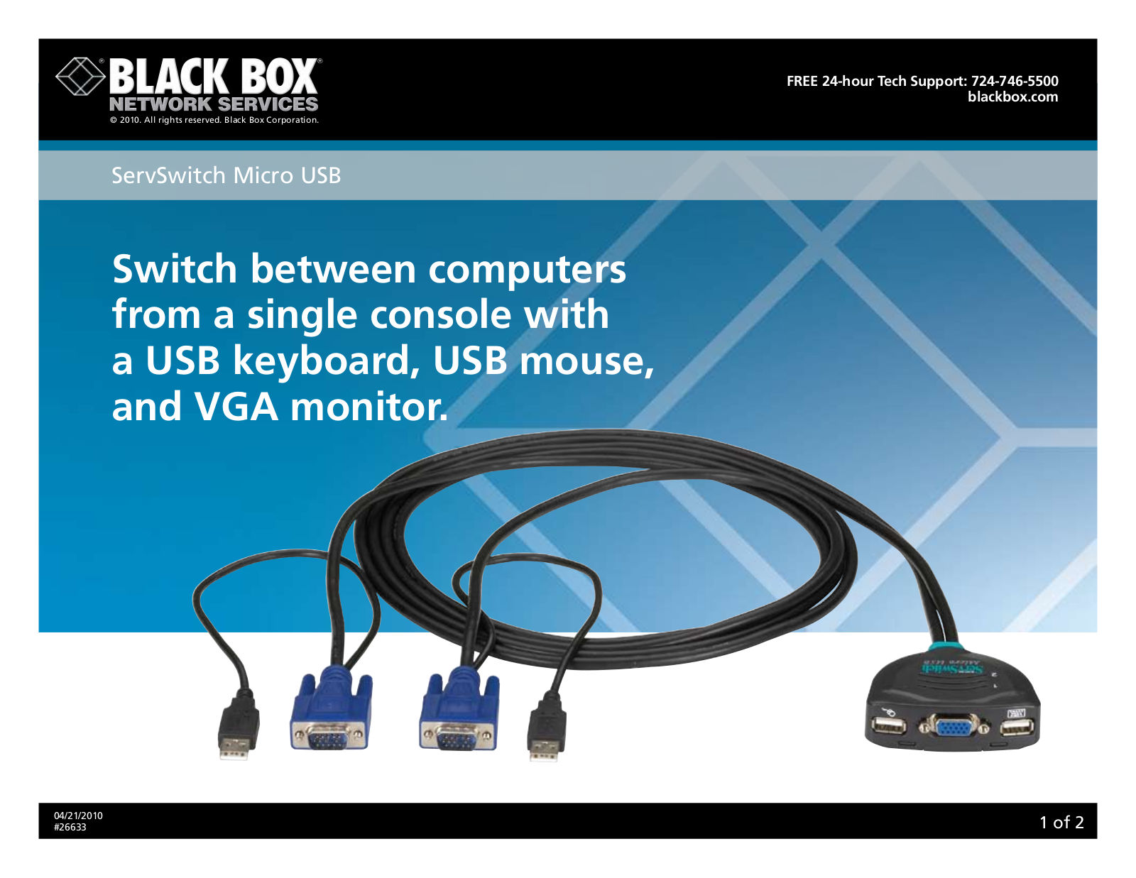 Black Box KV408A, 26633, KV407A User Manual