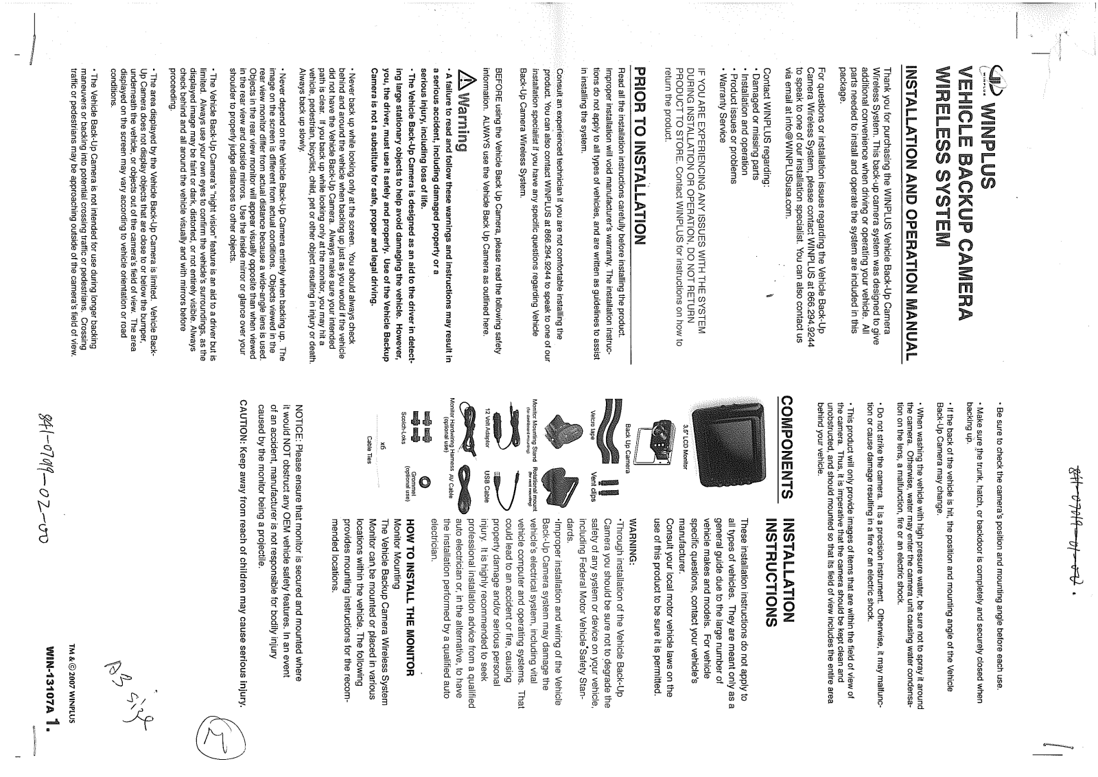 Winplus 13107, 13107A Users Manual