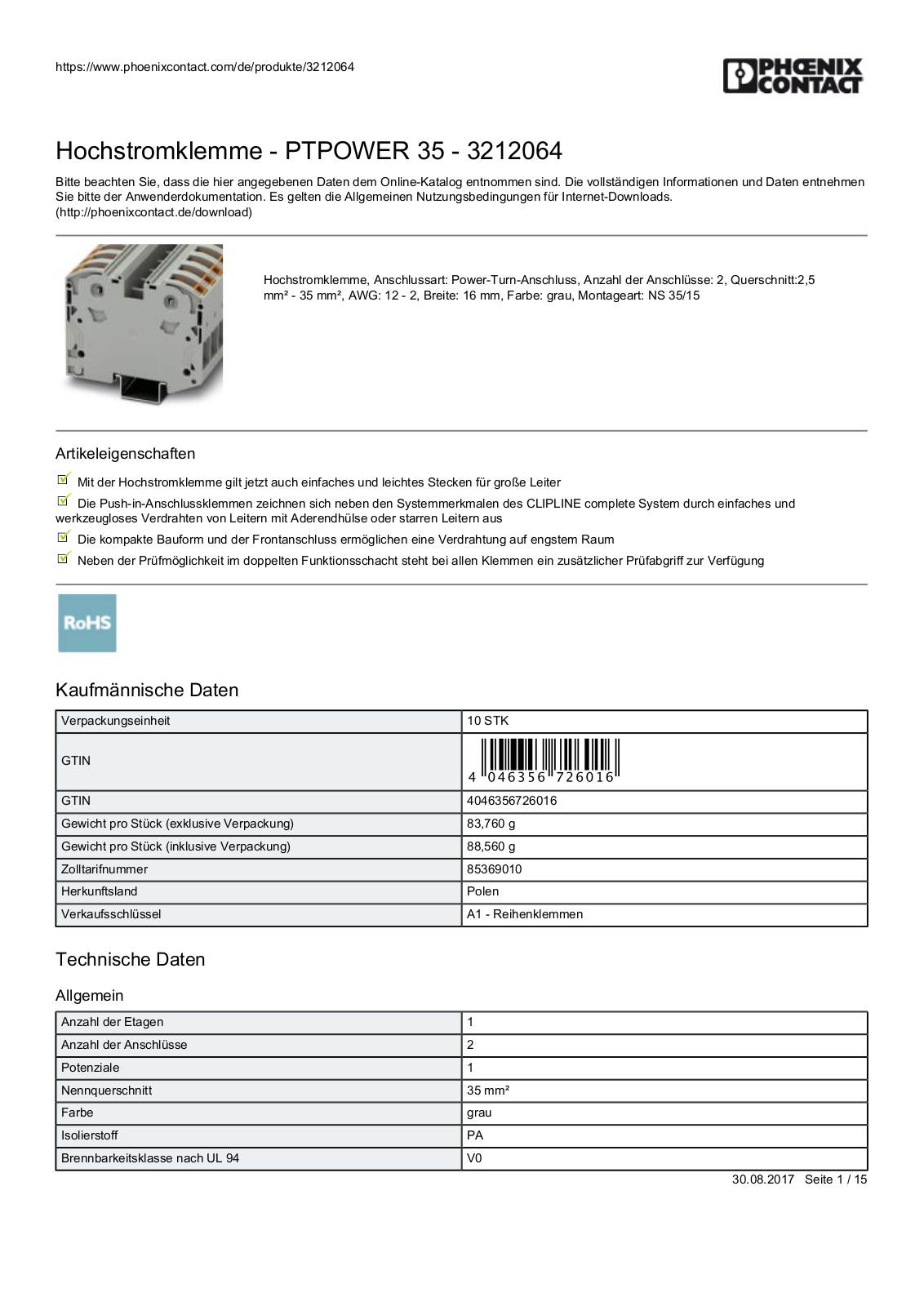 PHOENIX-CONTACT PTPOWER 35 Datasheet - ManualMachine.com