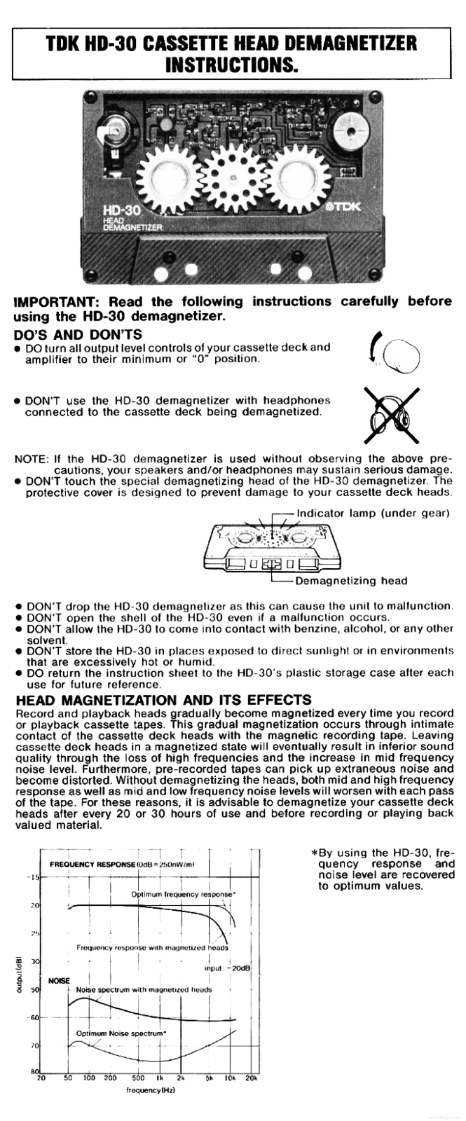 TDK hd-30 User Manual