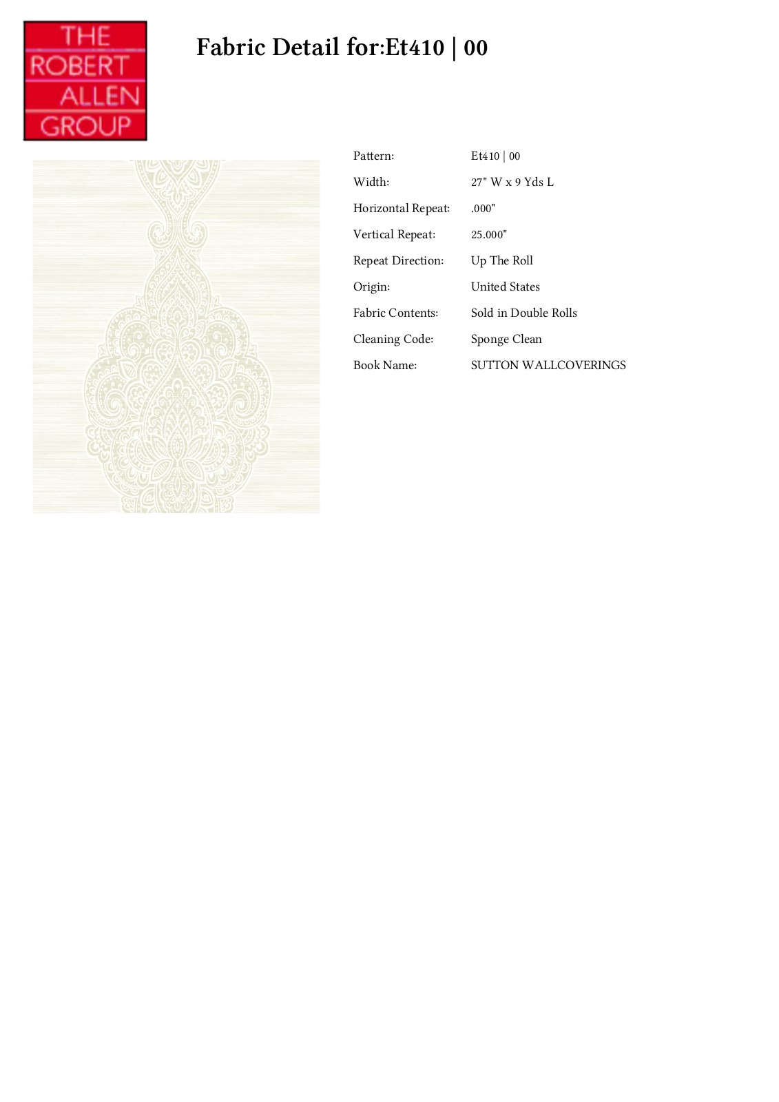 Robert Allen W004266924 Specifications - ManualMachine.com
