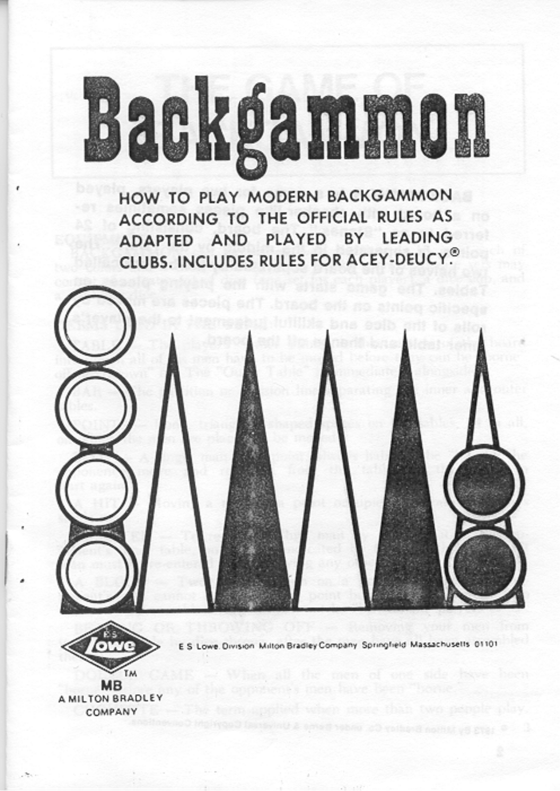 HASBRO Backgammon 1973 User Manual