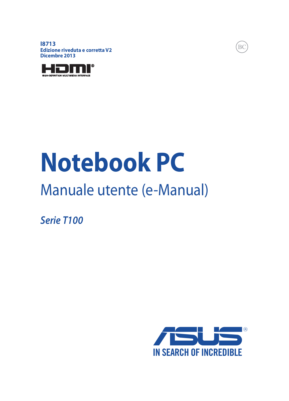 ASUS T100TA, I8713 User Manual