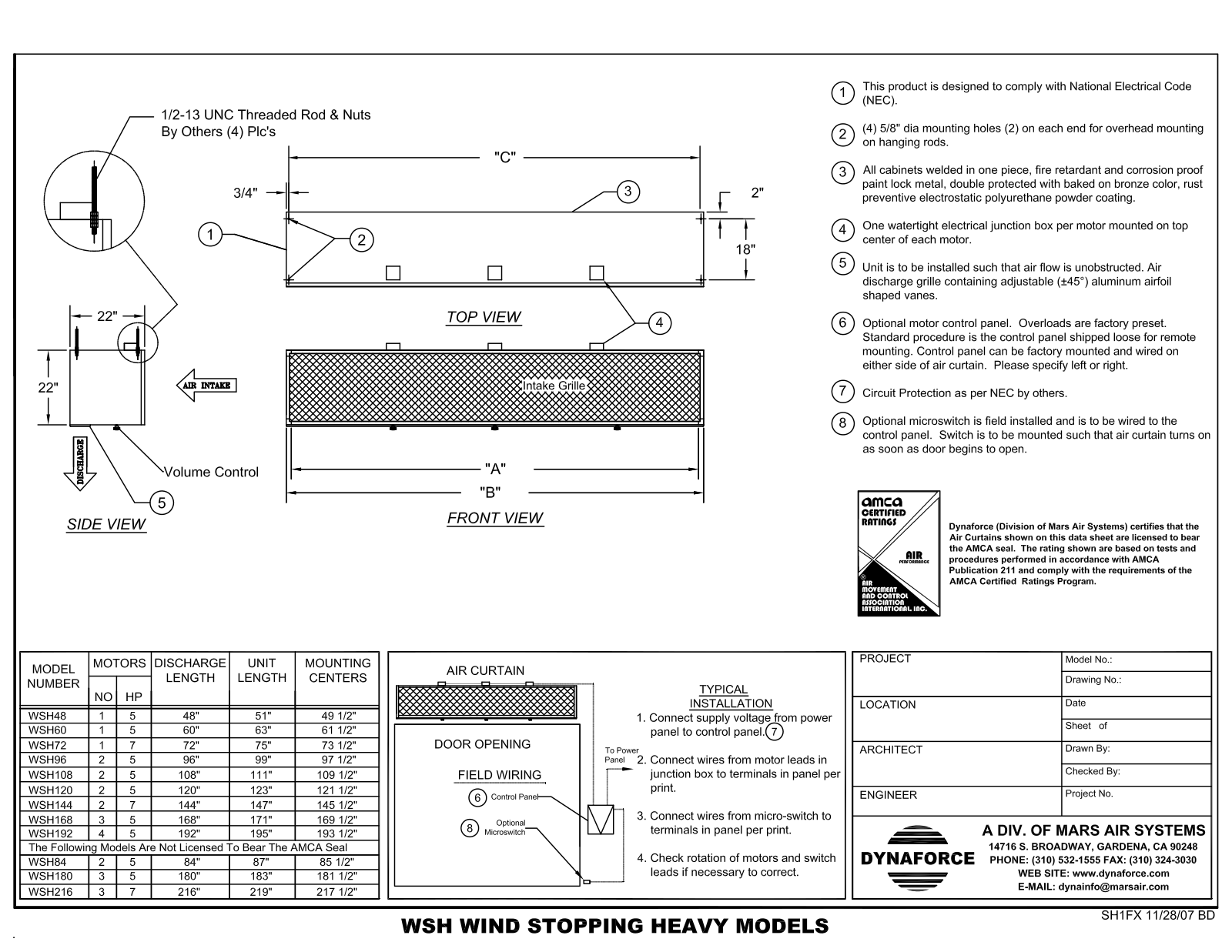 Mars Air WSH216 User Manual