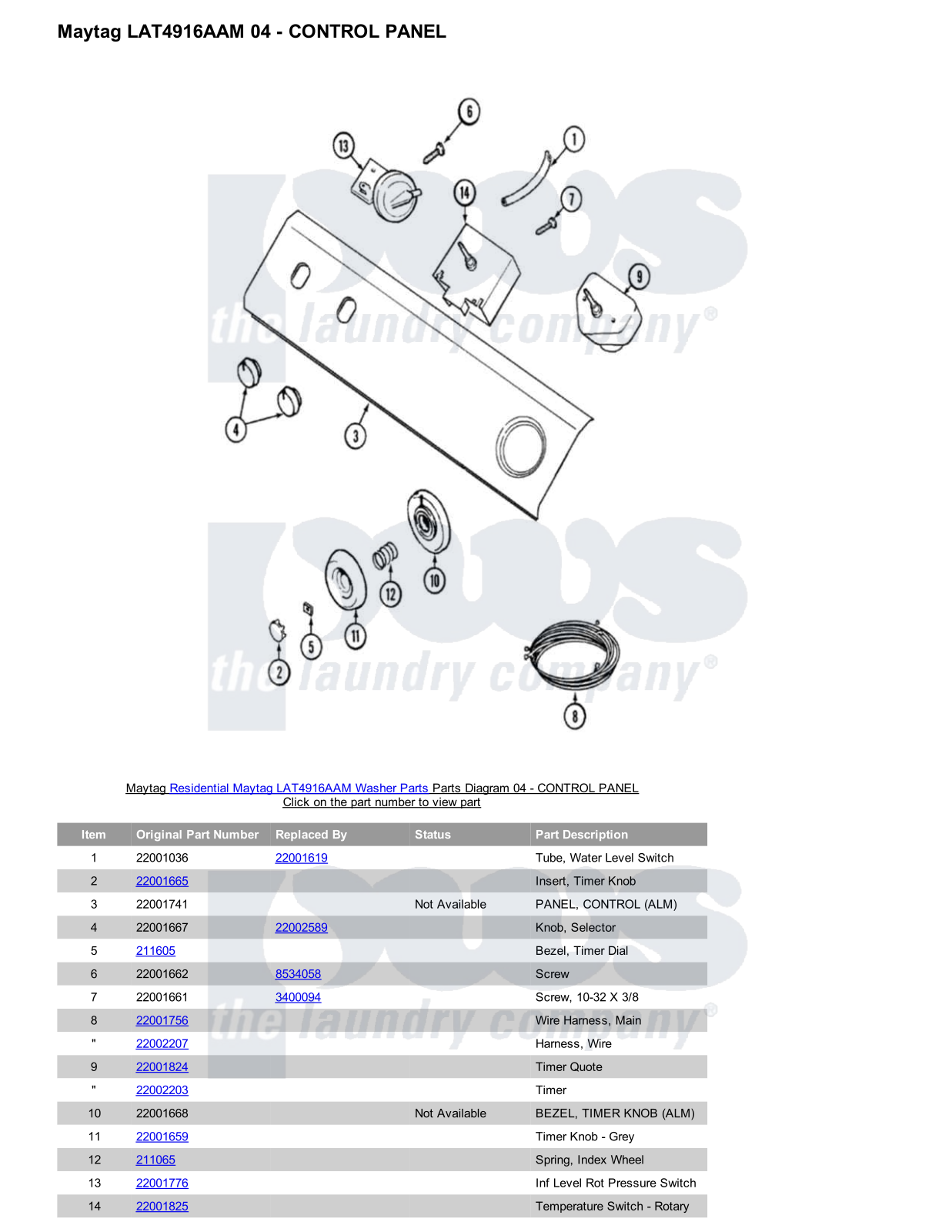 Maytag LAT4916AAM Parts Diagram