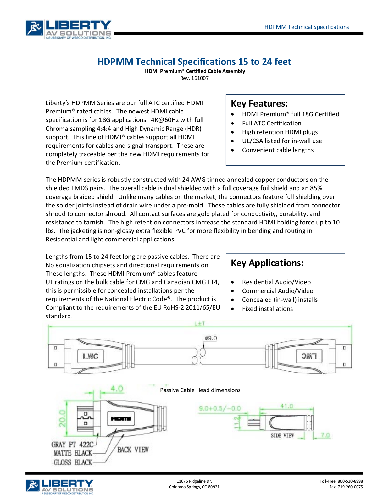 Liberty AV HDPMM15F User Manual