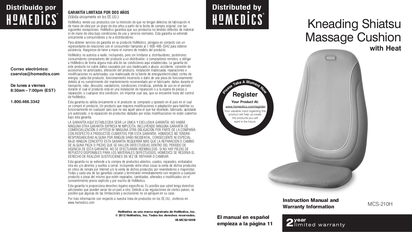 Homedics MCS-210H Instruction Manual