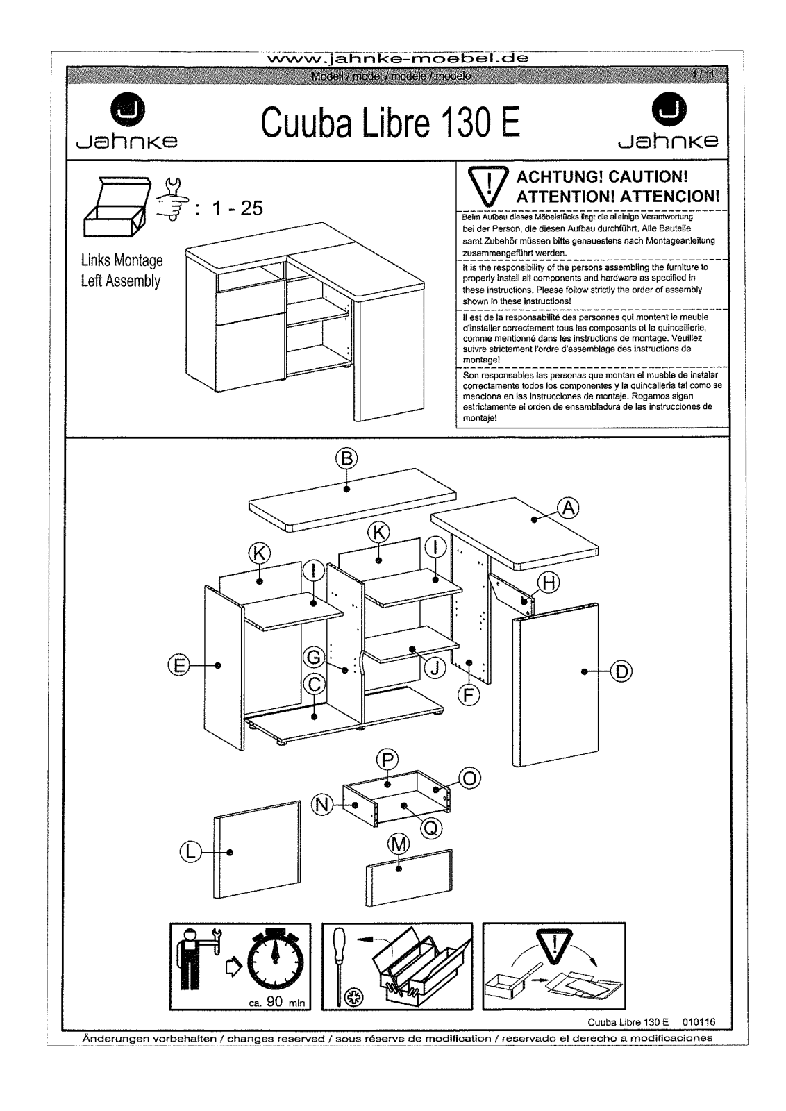 Jahnke CU Libre 130 E Assembly instructions