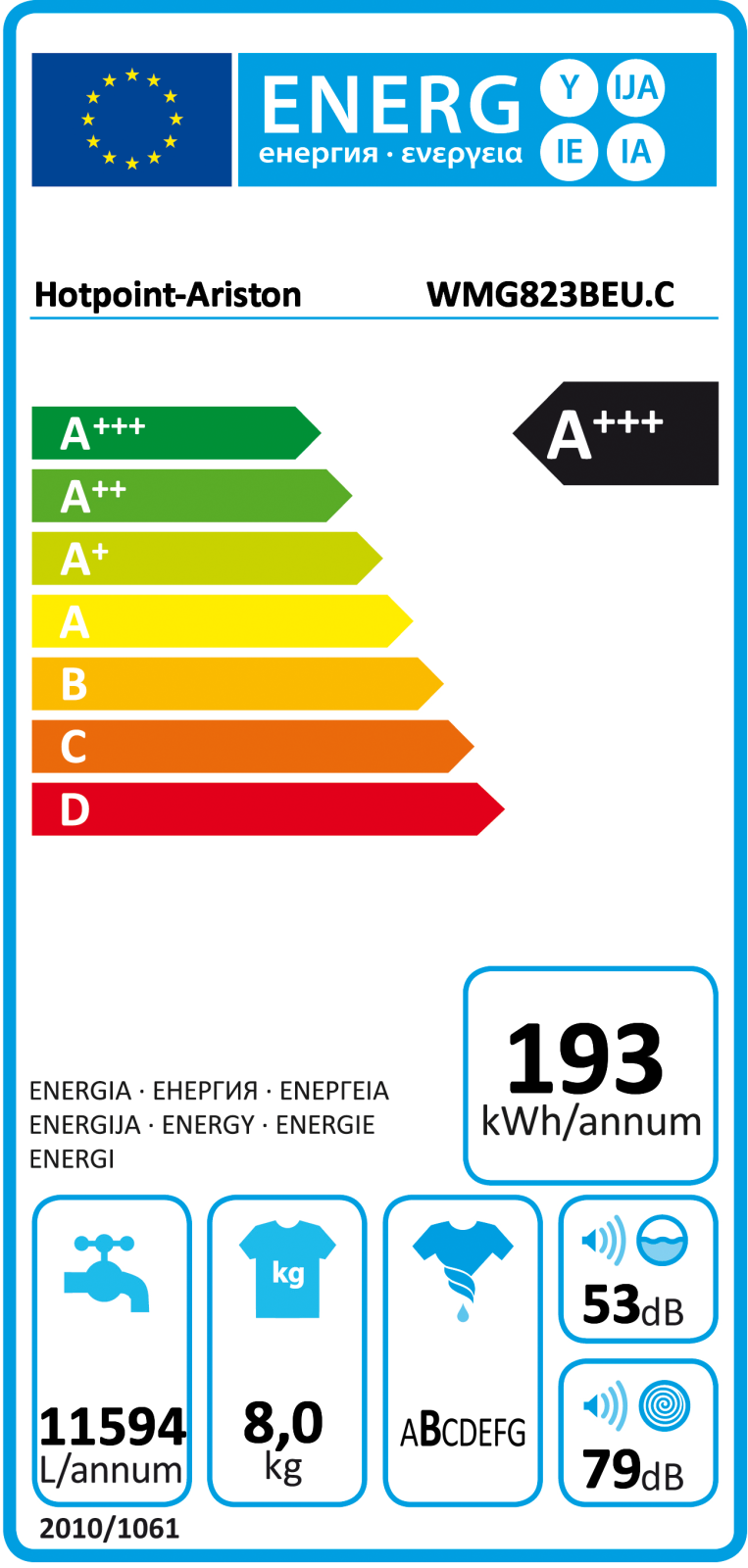 Hotpoint-Ariston WMG 823B User Manual