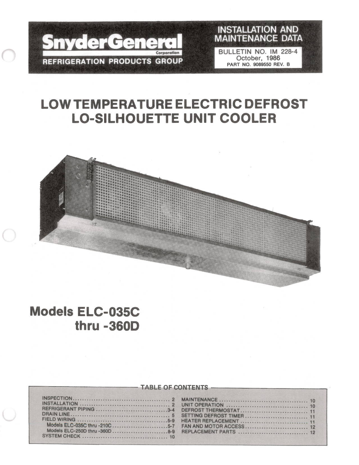 Bohn ELC-035C Installation  Manual