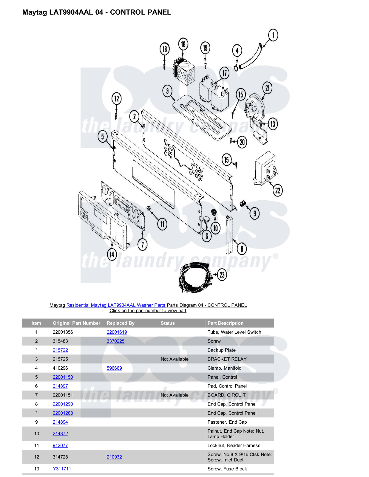 Maytag LAT9904AAL Parts Diagram