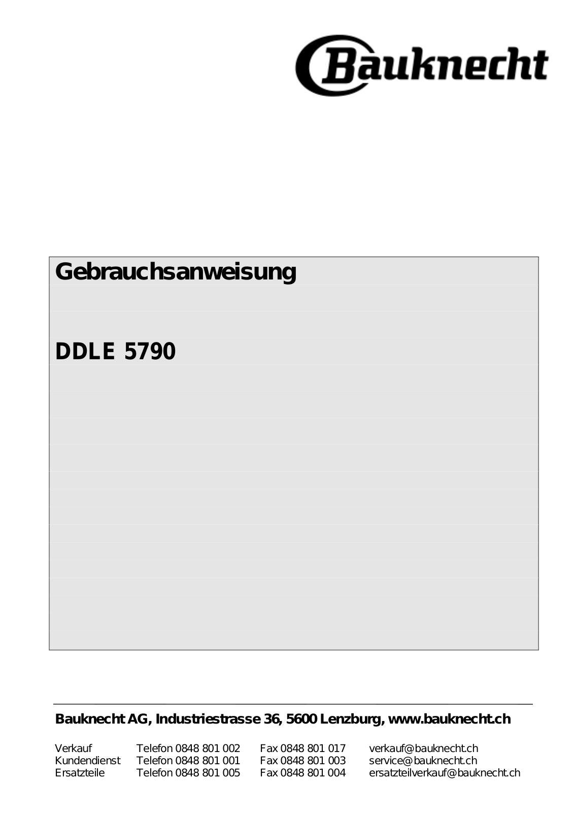 BAUKNECHT DDLR 5790, DDLE 5790-1 IN User Manual