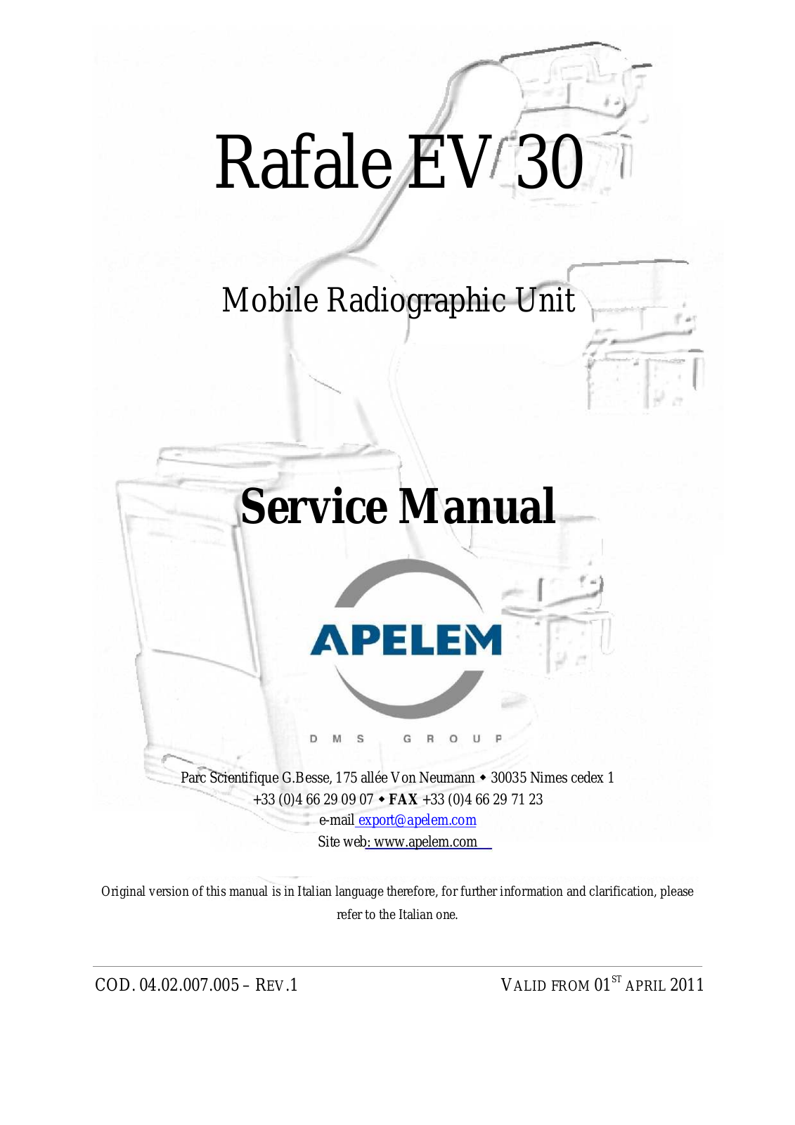 Apelem Rafale EV 30 Service manual
