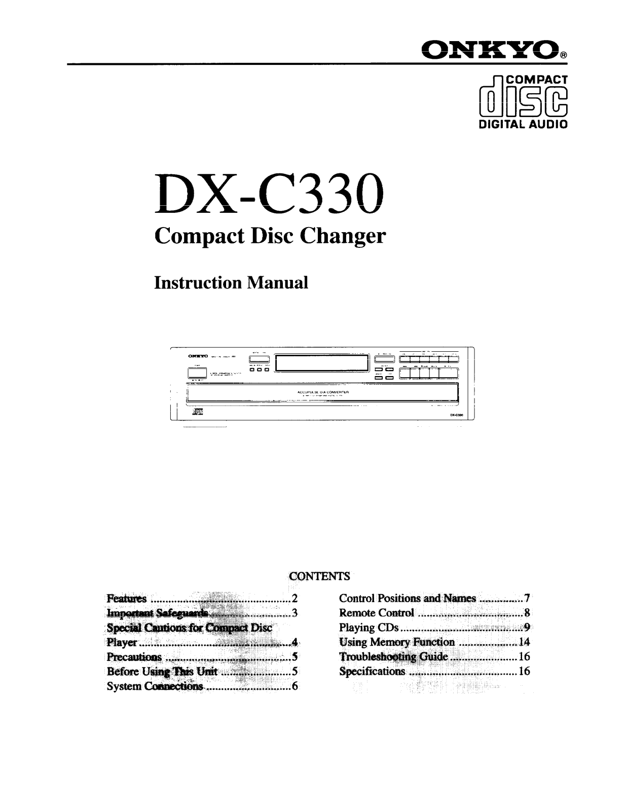 Onkyo DX-C330 Instruction Manual