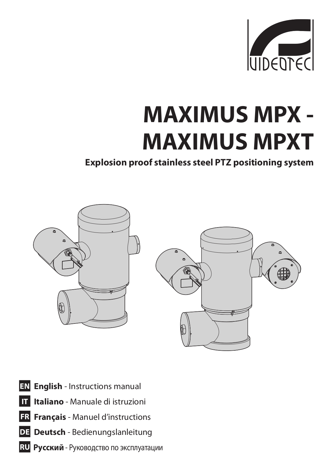 Videotec MAXIMUS MPXT User Manual