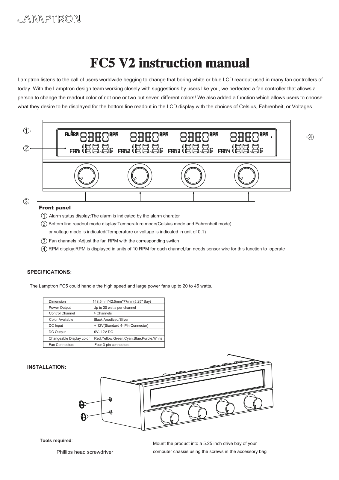 Lamptron FC5 V2 User Manual