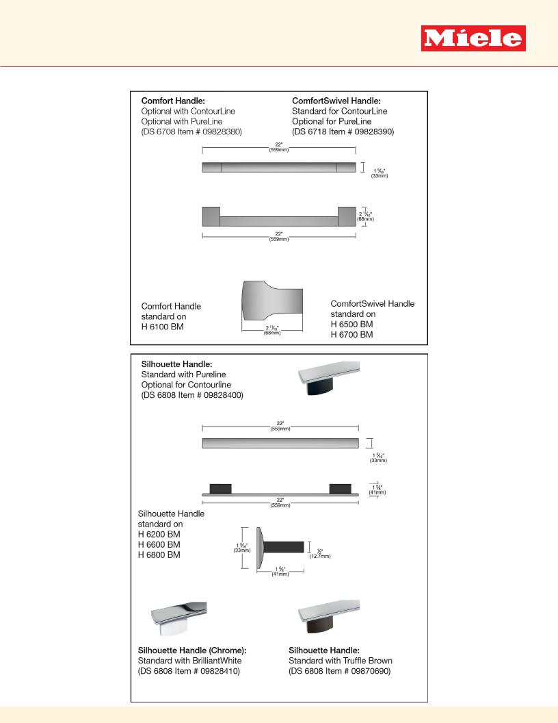 Miele H 6500 BM Specification Sheet