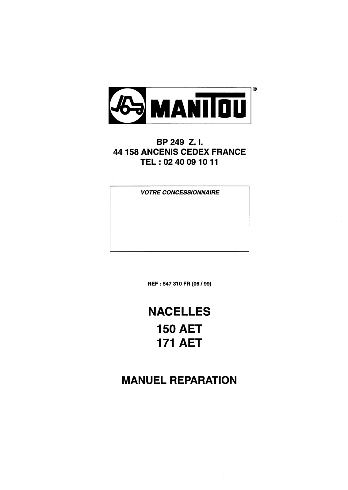 MANITOU 150AET, 171AET User Manual