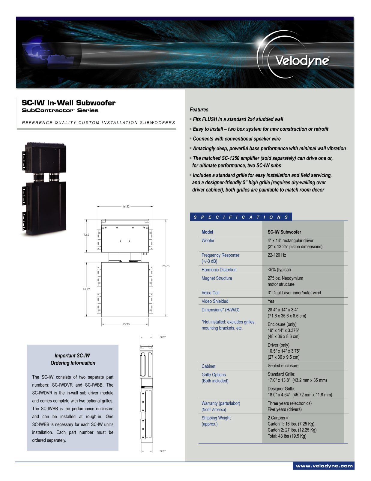 Velodyne SC-IW DATASHEET