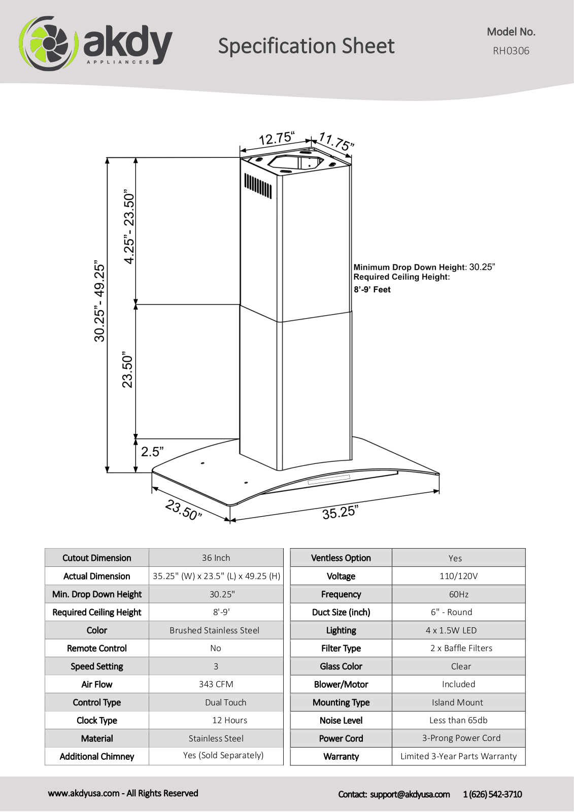 AKDY RH0306 Specifications