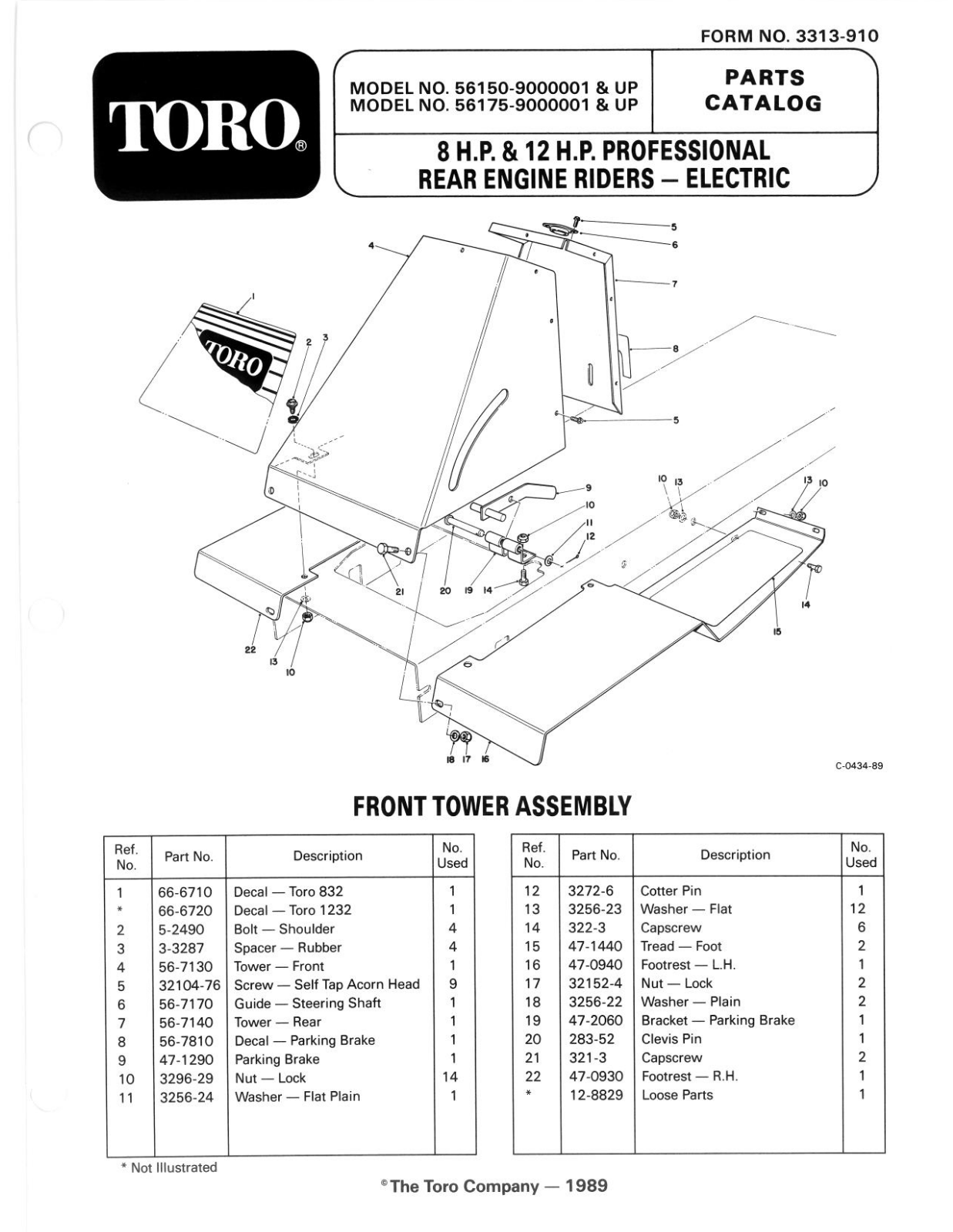 Toro 56150, 56175 Parts Catalogue