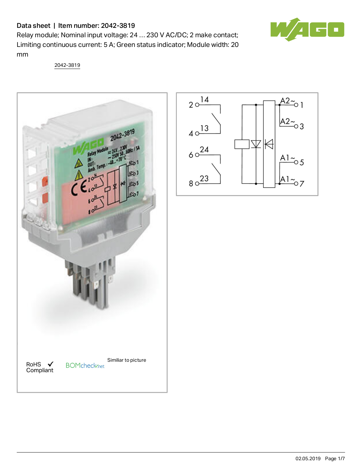 Wago 2042-3819 Data Sheet